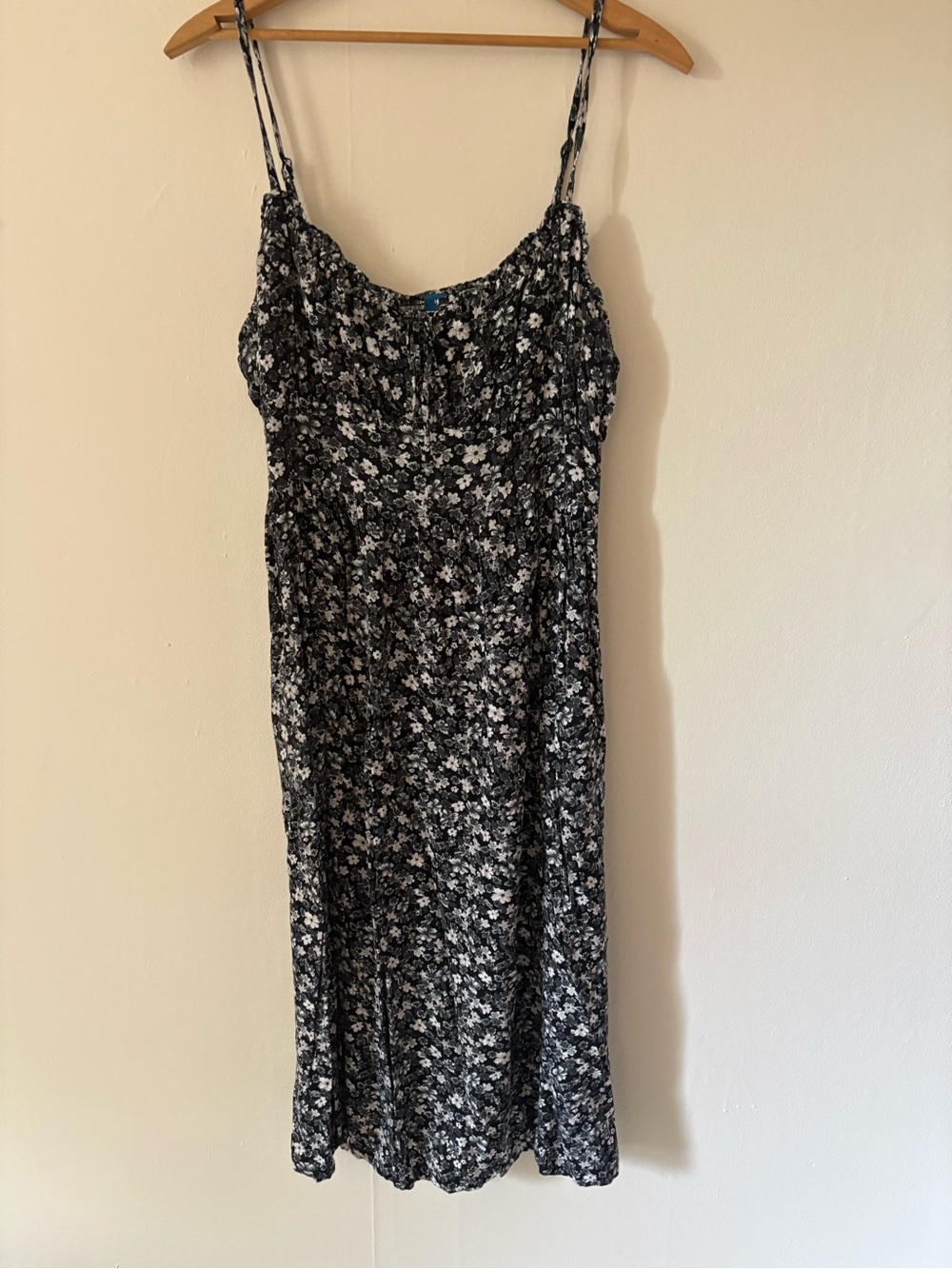 Old Navy Black and White Floral Midi Slip Dress